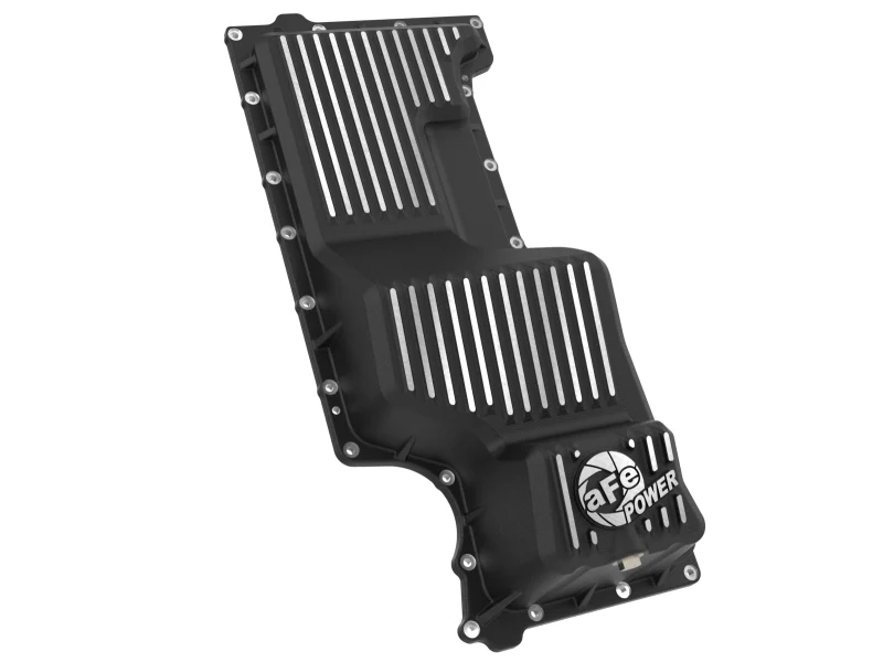 aFe 20-25 GM Trucks L6 3.0L Engine Oil Pan - Black w/ Machined Fins - Image 3