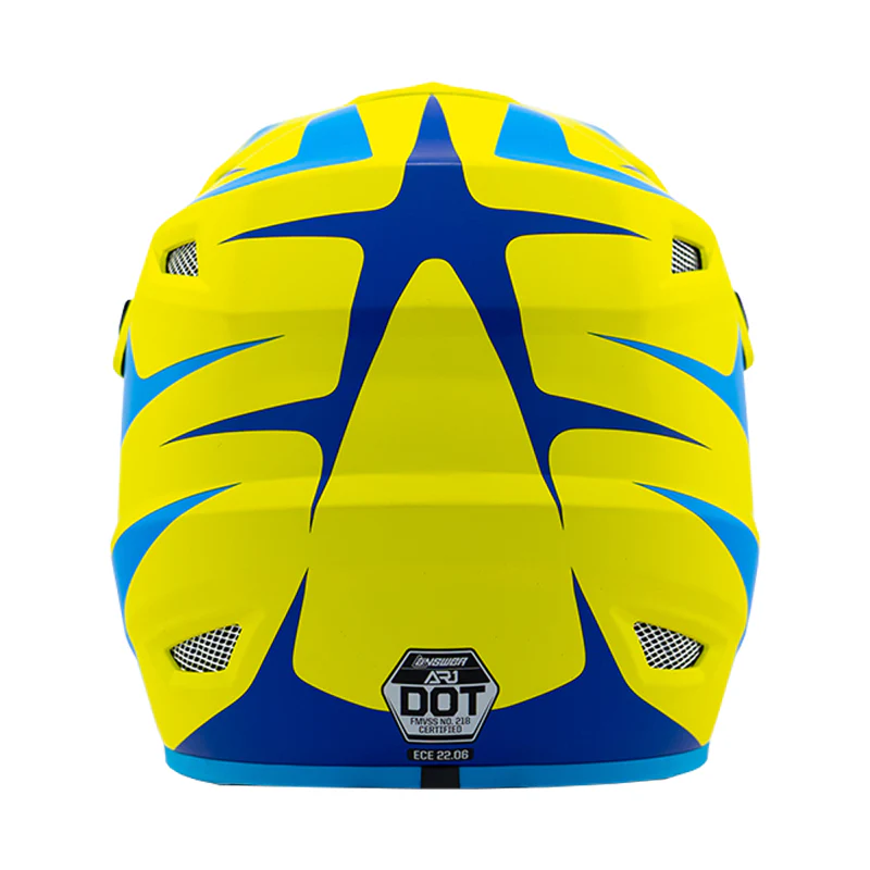Answer 26 AR1 Mototown Helmet Matte Hyper Acid/Cyan/Dark Blue - Small - Image 2