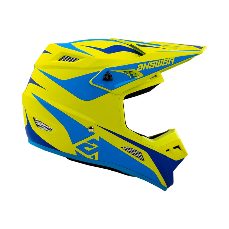 Answer 26 AR1 Mototown Helmet Matte Hyper Acid/Cyan/Dark Blue Youth - Medium - Image 3