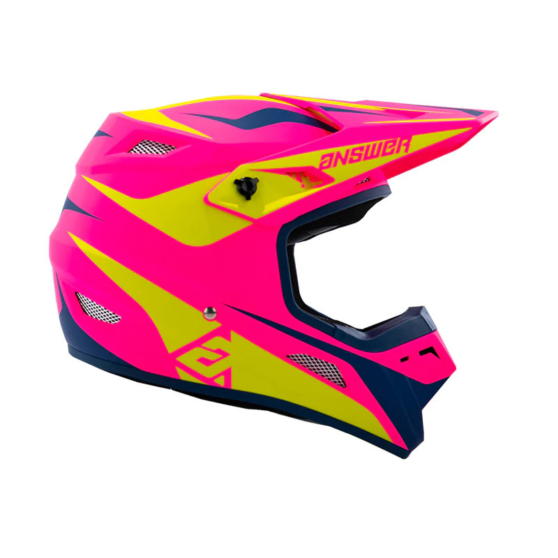 Answer 26 AR1 Mototown Helmet Matte Pink/Hyper Acid/Dark Blue Youth - Medium - Image 3