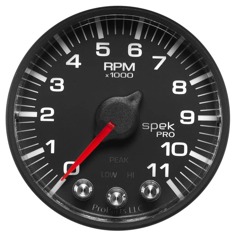 Autometer Spek-Pro Gauge Tach 2 1/16in 11K Rpm W/ Shift Light & Peak Mem - Blk/Blk - Image 10