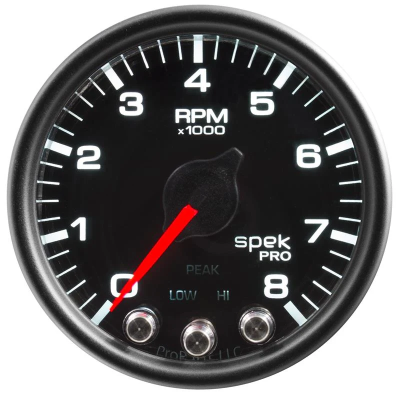 Autometer Spek-Pro Gauge Tach 2 1/16in 11K Rpm W/ Shift Light & Peak Mem - Blk/Blk - Image 3