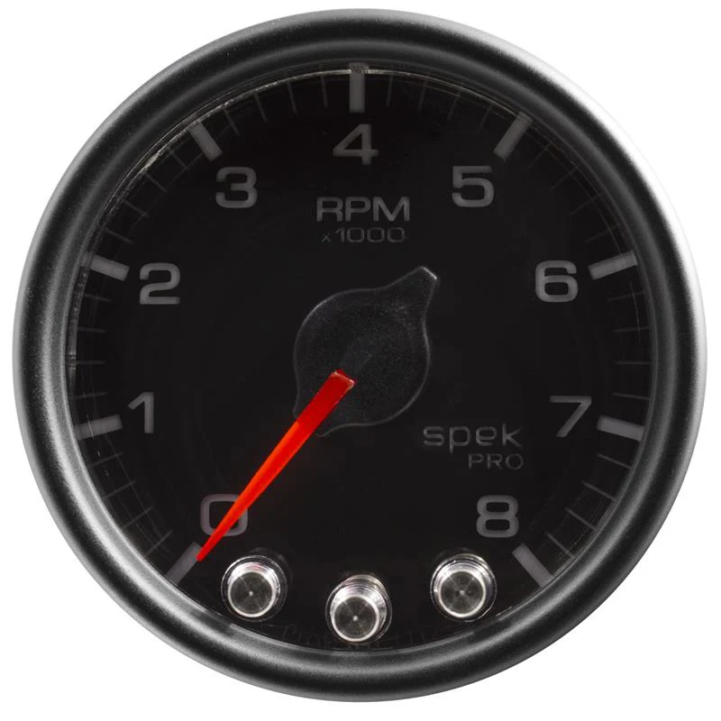Autometer Spek-Pro Gauge Tach 2 1/16in 11K Rpm W/ Shift Light & Peak Mem - Blk/Blk - Image 9