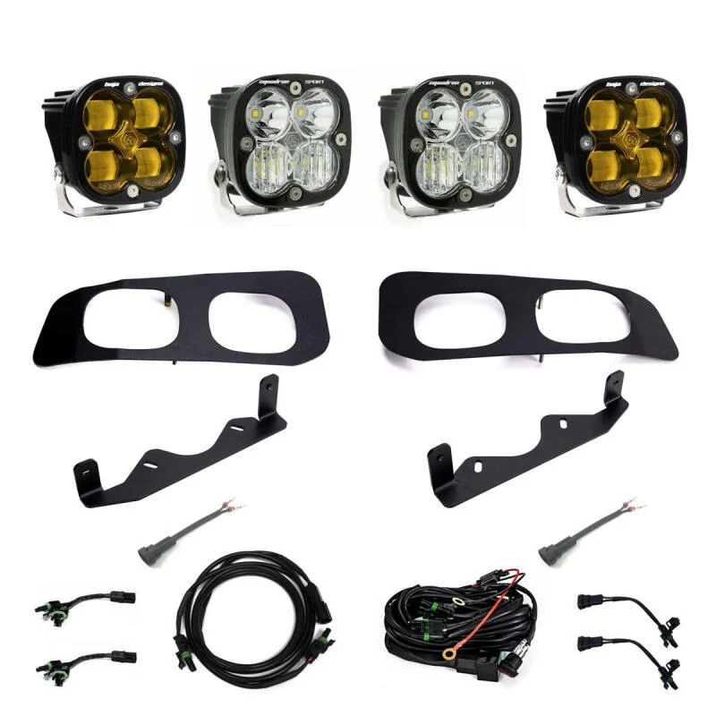 Baja Designs 2023+ Ford F250/F350 Super Duty Squadron SAE/Sport Fog Pocket Kit - Amber Toggle - Image 2
