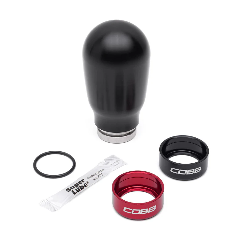 Cobb Subaru 6-Speed Tall Weighted COBB Shift Knob - Black (Incl. Both Red + Blk Collars) - Image 2