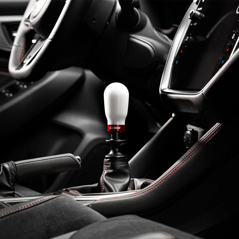 Cobb Subaru 6-Speed Tall Weighted COBB Shift Knob - White (Incl. Both Red + Blk Collars) - Image 3