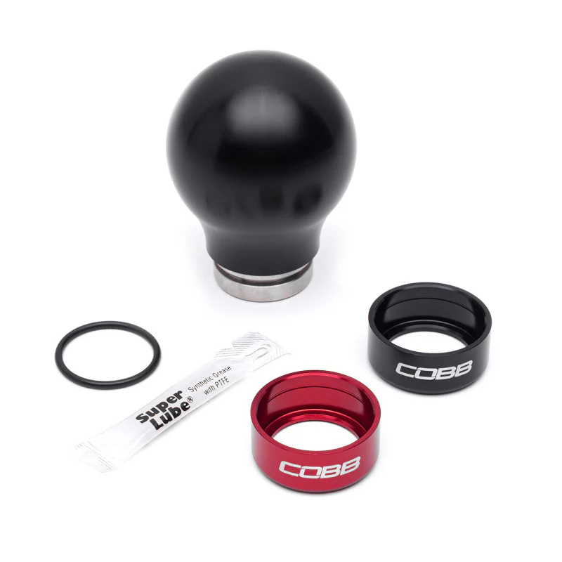 Cobb Subaru 6-Speed Weighted COBB Shift Knob - Black (Incl. Both Red + Blk Collars) - Image 2