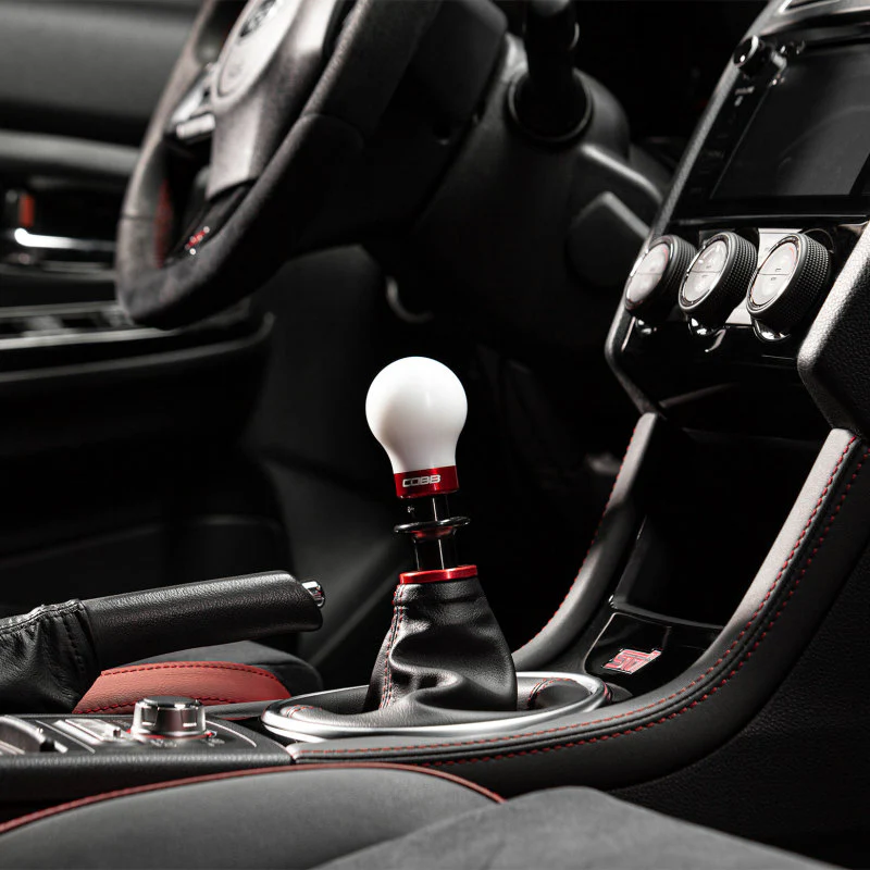 Cobb Subaru 6-Speed Weighted COBB Shift Knob - White (Incl. Both Red + Blk Collars) - Image 2