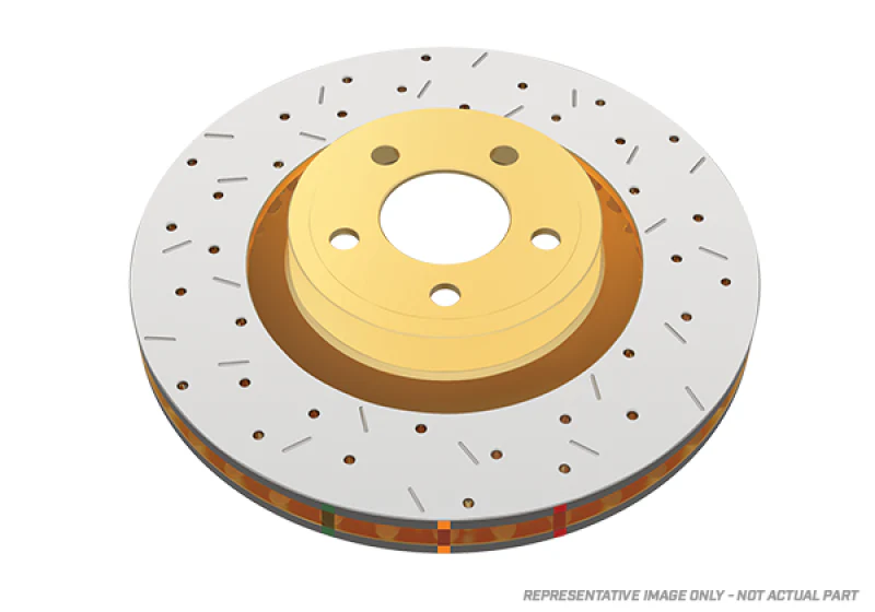 DBA 11-14 Ford Mustang GT 5.0L Front 4000 Series Drilled & Slotted Rotor
