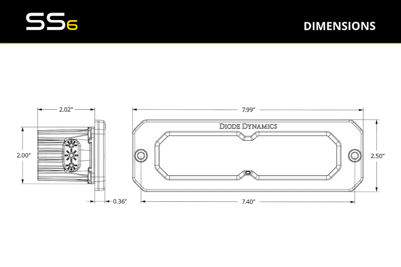Diode Dynamics SS6 Max Yellow Combo Flush ABL (single) 3000K - Image 4