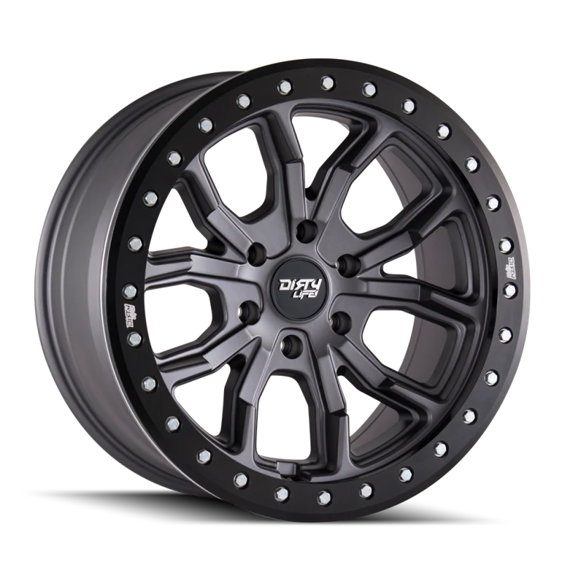 Dirty Life 9303 DT-1 17x9/6x139.7 BP/-12mm Offset/106mm Hub Matte Gunmetal Wheel - Beadlock - Image 2