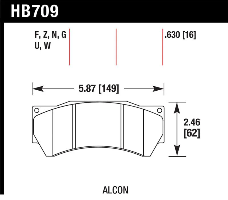 Hawk Performance Alcon Mono 6, Model 4497 DTC-70 Race Brake Pads - Image 3