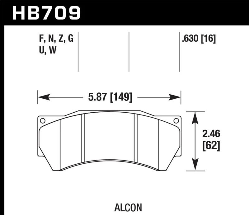 Hawk Performance Alcon Mono 6, Model 4497 DTC-70 Race Brake Pads - Image 4