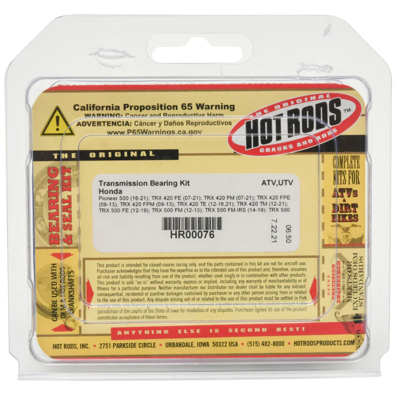 Hot Rods 16-21 Pioneer 500/07-21 TRX 420 FE/07-21 TRX 420 FM Transmission Bearing Kit - Image 2