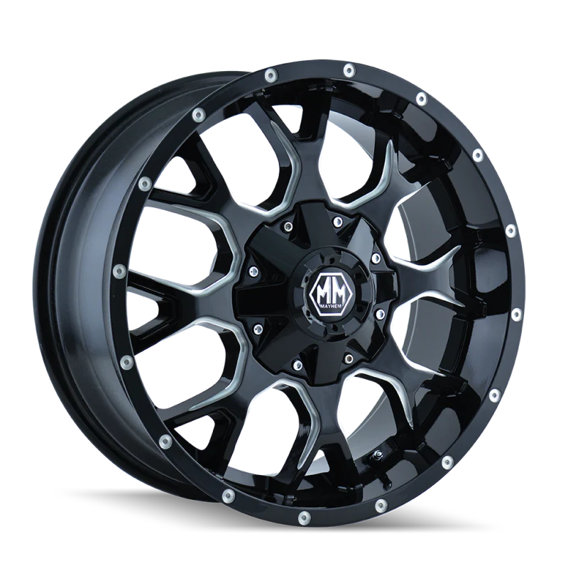 Mayhem 8015 Warrior 18x9 / 8x165.1 BP / 18mm Offset / 130.8mm Hub Gloss Black Milled Wheel