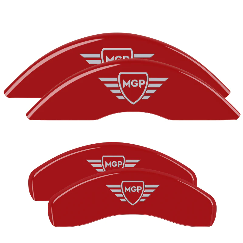 MGP 4 Caliper Covers Engraved Front & Rear MGP Red Finish Silver Characters 2018 Kia Stinger