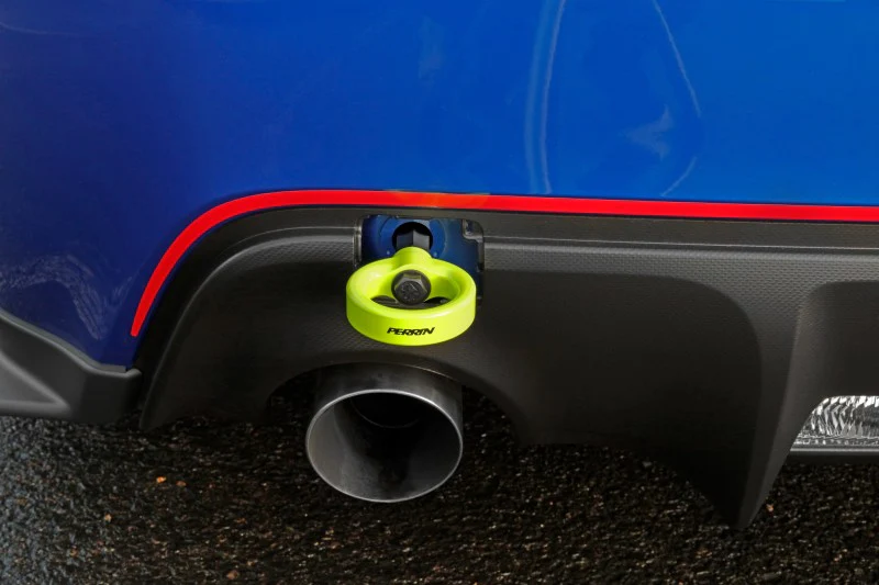PERRIN 13-25 Subaru BRZ / 13-20 Scion FRS & Toyota 86 / 22-25 GR86 Tow Hook Kit (Rear) - Neon Yellow - Image 3