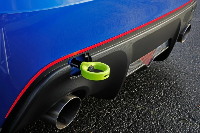 PERRIN 13-25 Subaru BRZ / 13-20 Scion FRS & Toyota 86 / 22-25 GR86 Tow Hook Kit (Rear) - Neon Yellow - Image 5