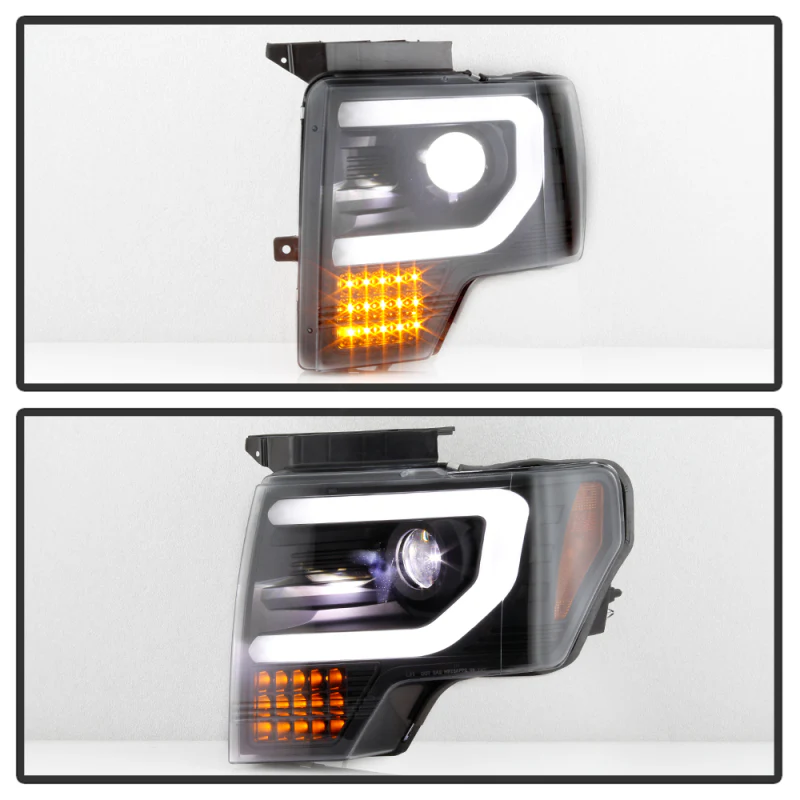 Spyder Ford F150 09-14 Halogen Light Bar Projector Headlights Black PRO-YD-FF15009PL-SEQ-BK - Image 18