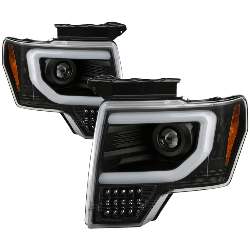 Spyder Ford F150 09-14 Halogen Light Bar Projector Headlights Black PRO-YD-FF15009PL-SEQ-BK - Image 2