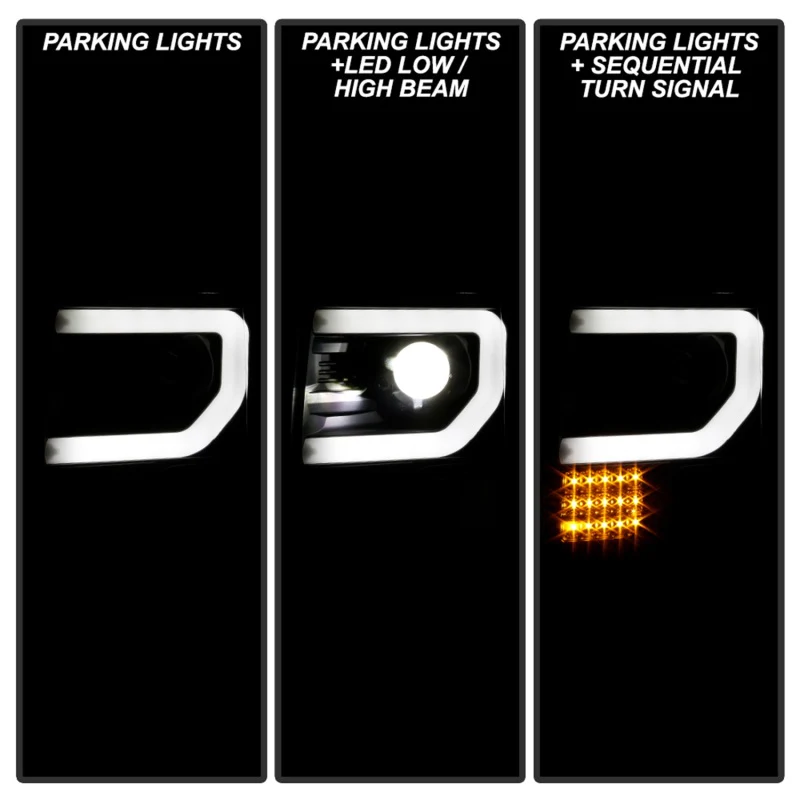 Spyder Ford F150 09-14 Halogen Light Bar Projector Headlights Black PRO-YD-FF15009PL-SEQ-BK - Image 9